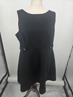 Modcloth Black Sixties Signature Textured Sleeveless Retro Dress 2X (7709)
